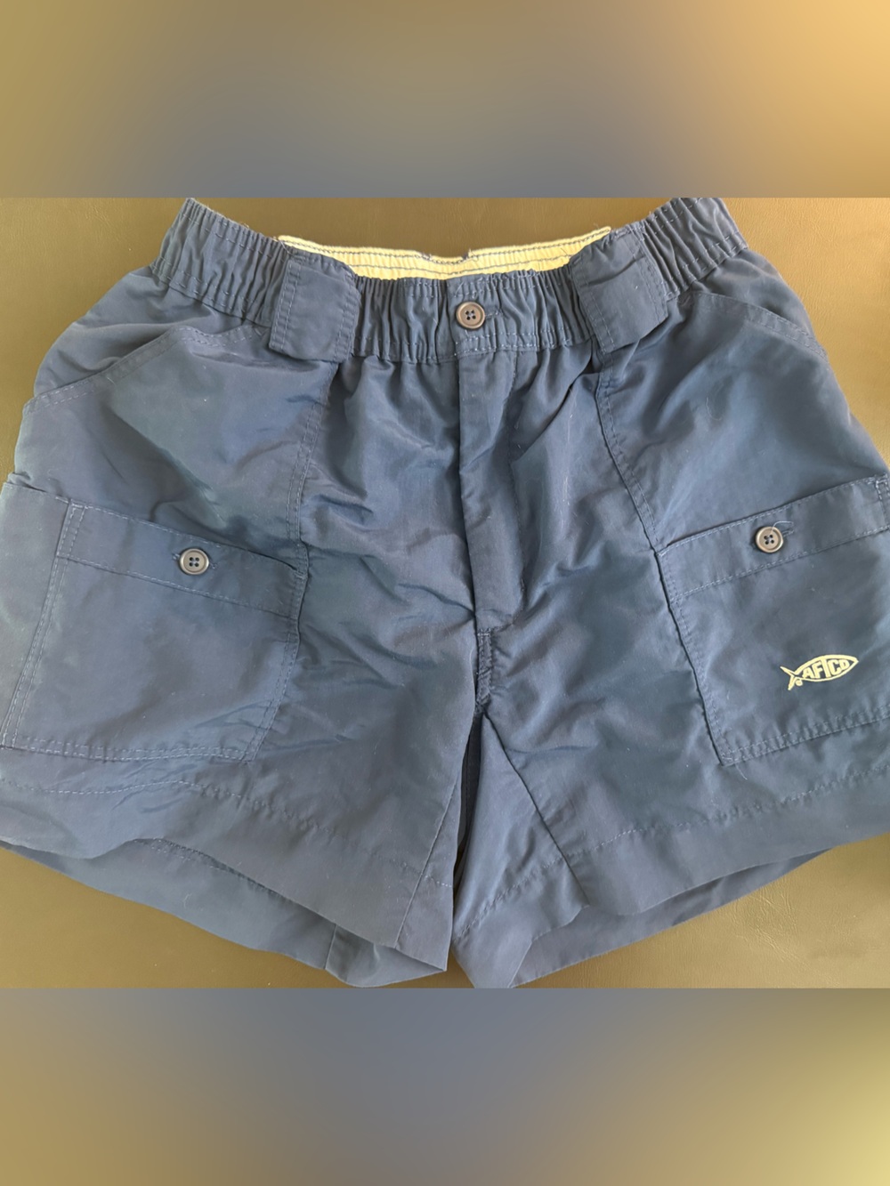 AFTCO Navy Fishing Shorts with Elastic Waist Mens 32